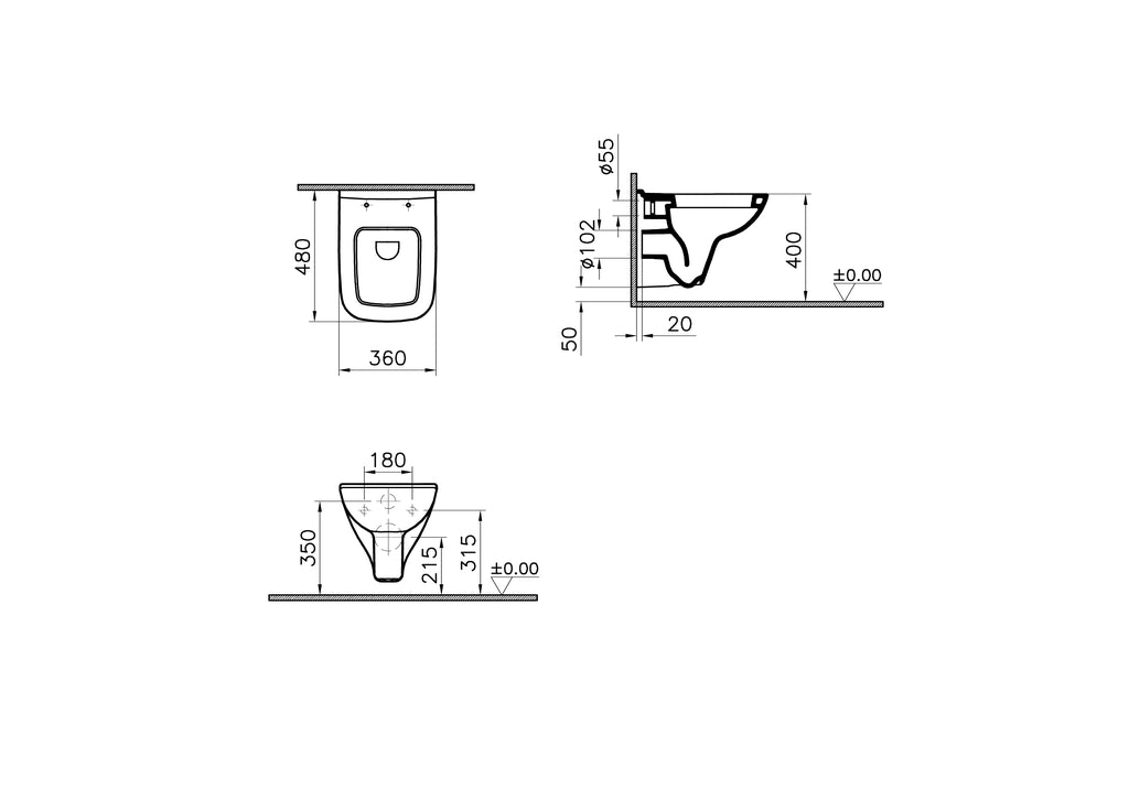 Vitra S20 short projection wall hung toilet Bath & More UK