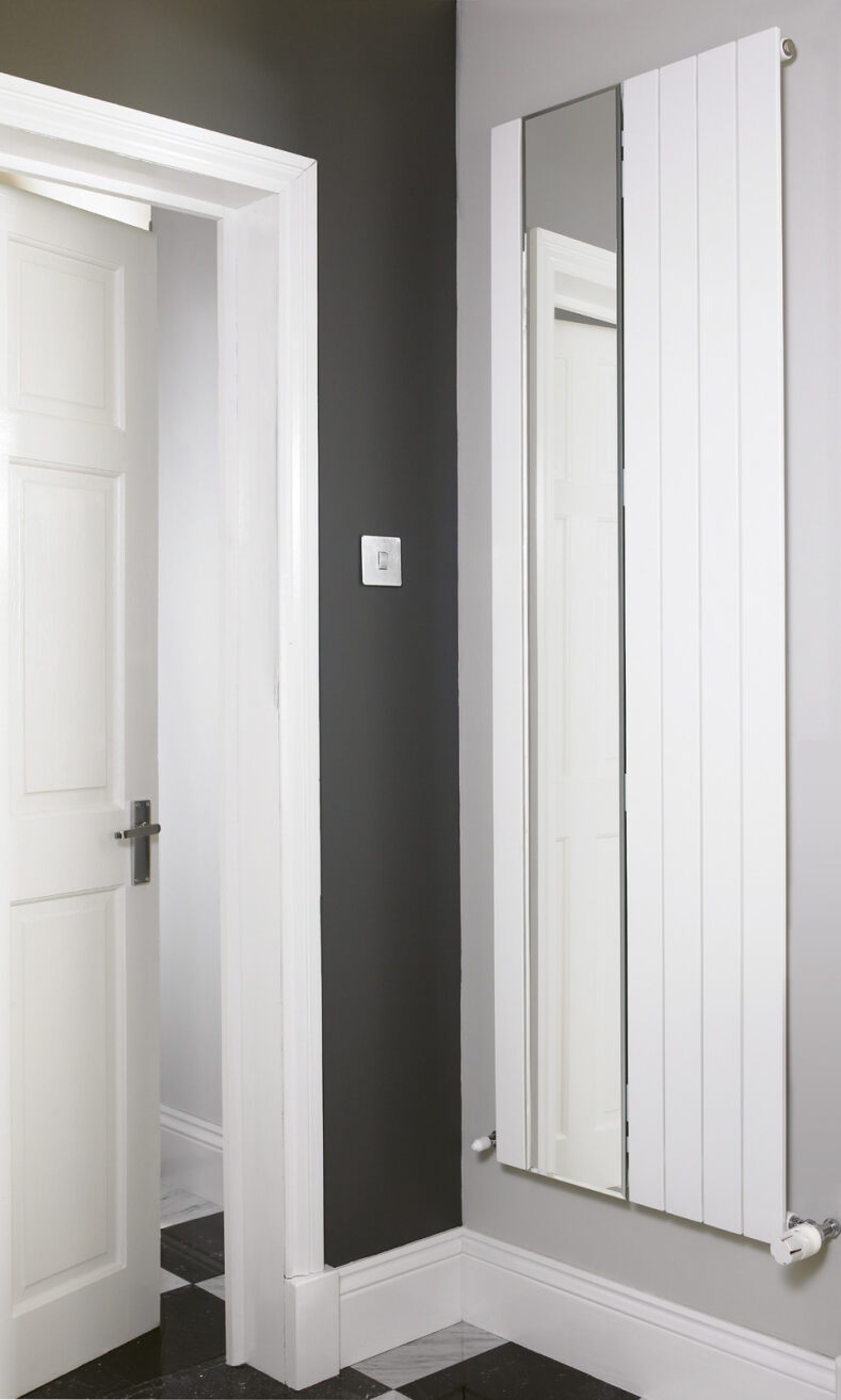 Eucotherm Mars Mirror Single Vertical Radiator - Silver – Bath & More UK