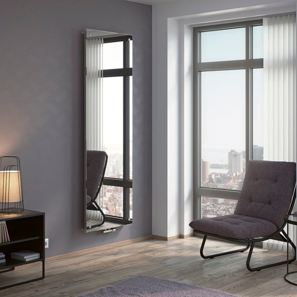 Eucotherm Mars Vitro Single Vertical Radiator with Central Connection - Full Mirror