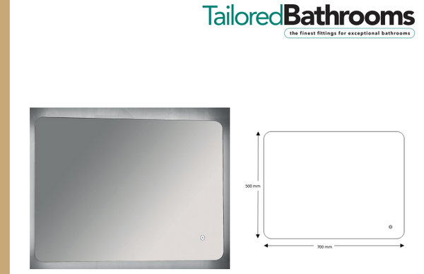 Tailored Bathrooms - Bea Backlit LED Touch Mirror with Demister