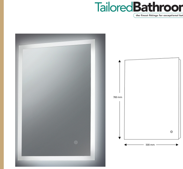 Tailored Bathrooms - Noah LED Edge Touch Mirror with Demister