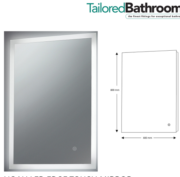 Noah LED Edge Touch Mirror with Demister | Tailored Bathrooms