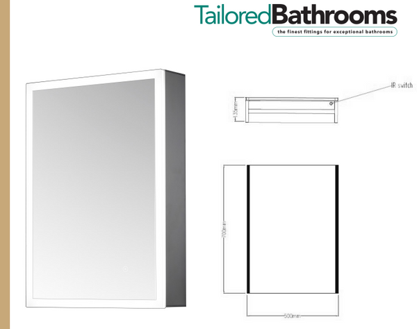 Ella Single Door Mirror Cabinet LED Surround with Sensor Switch & Shave Socket  | Tailored Bathrooms