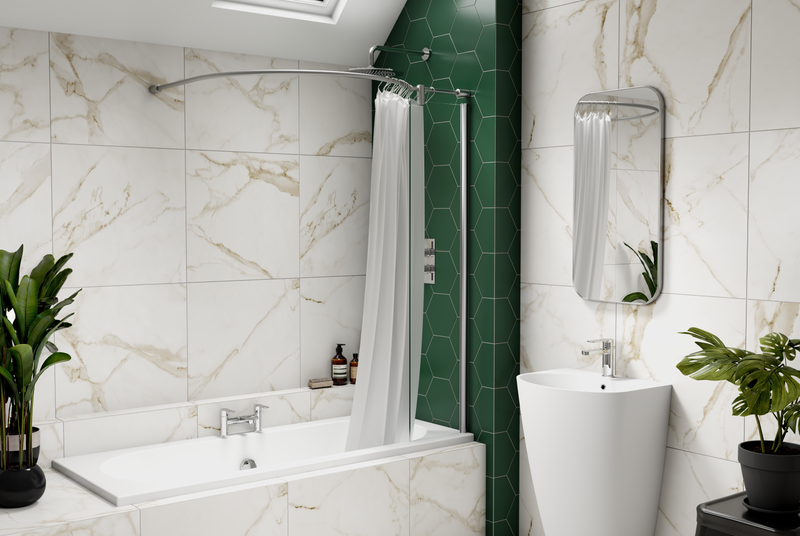 Kudos Inspire Over Bath Shower Panel with Bow Corner Rail
