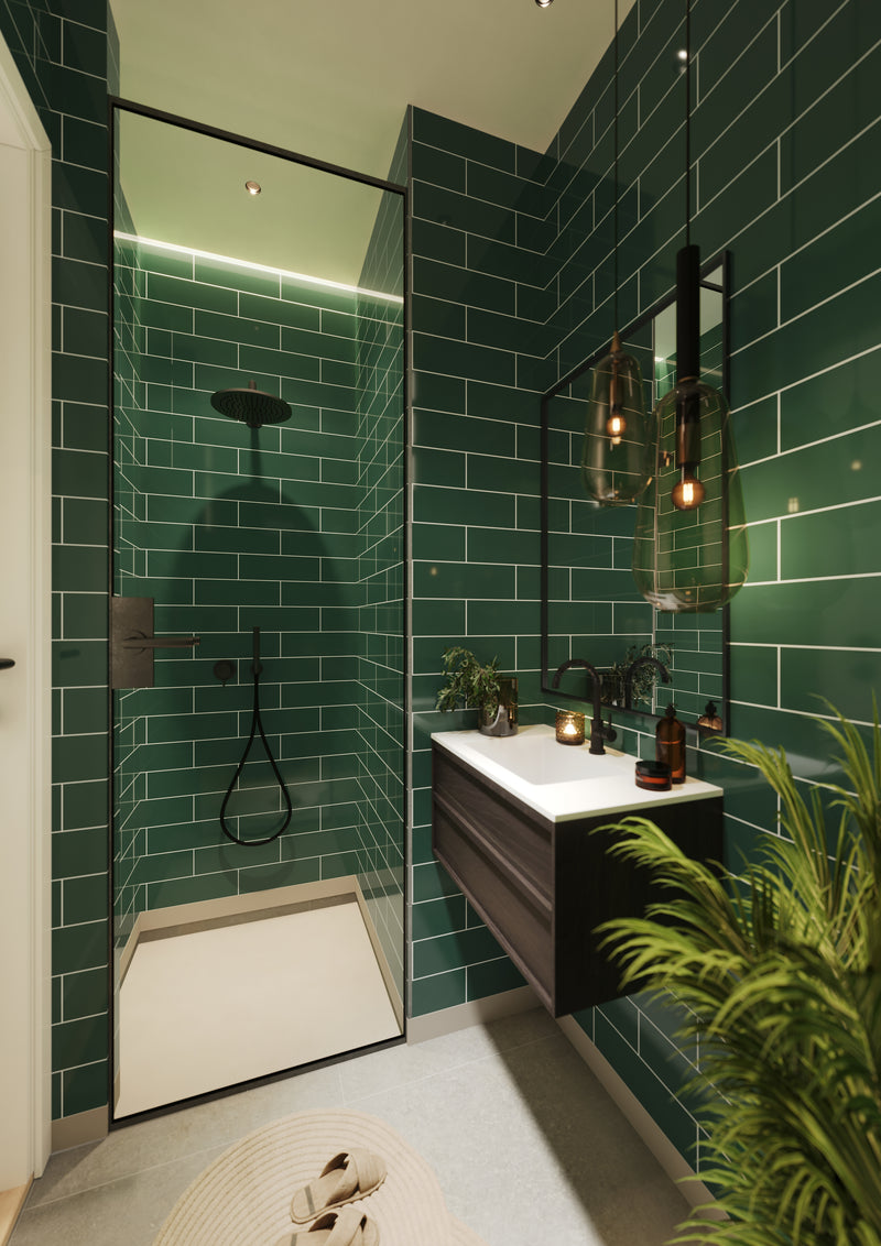 Fibo | Bottle Green Metro Brick Tile Wall Panel