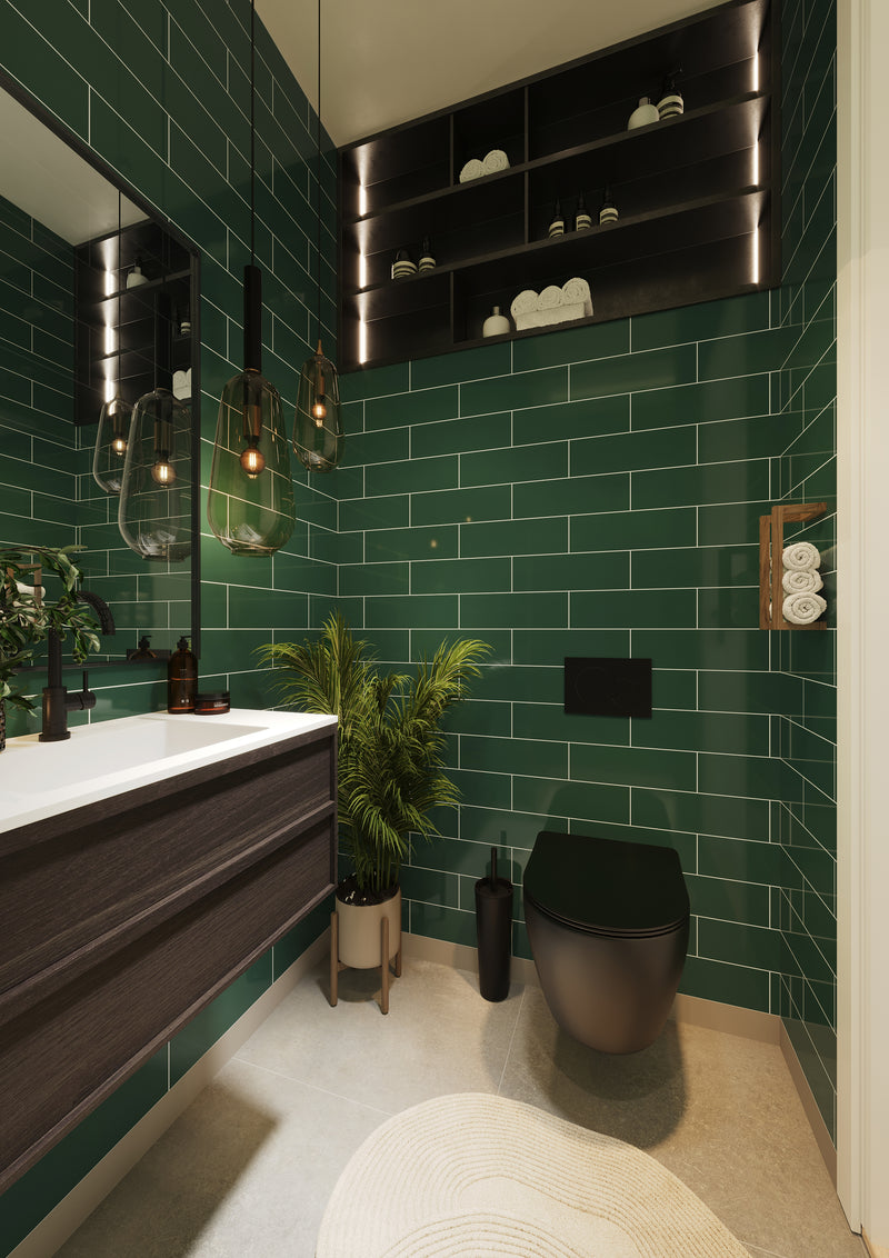 Fibo | Bottle Green Metro Brick Tile Wall Panel