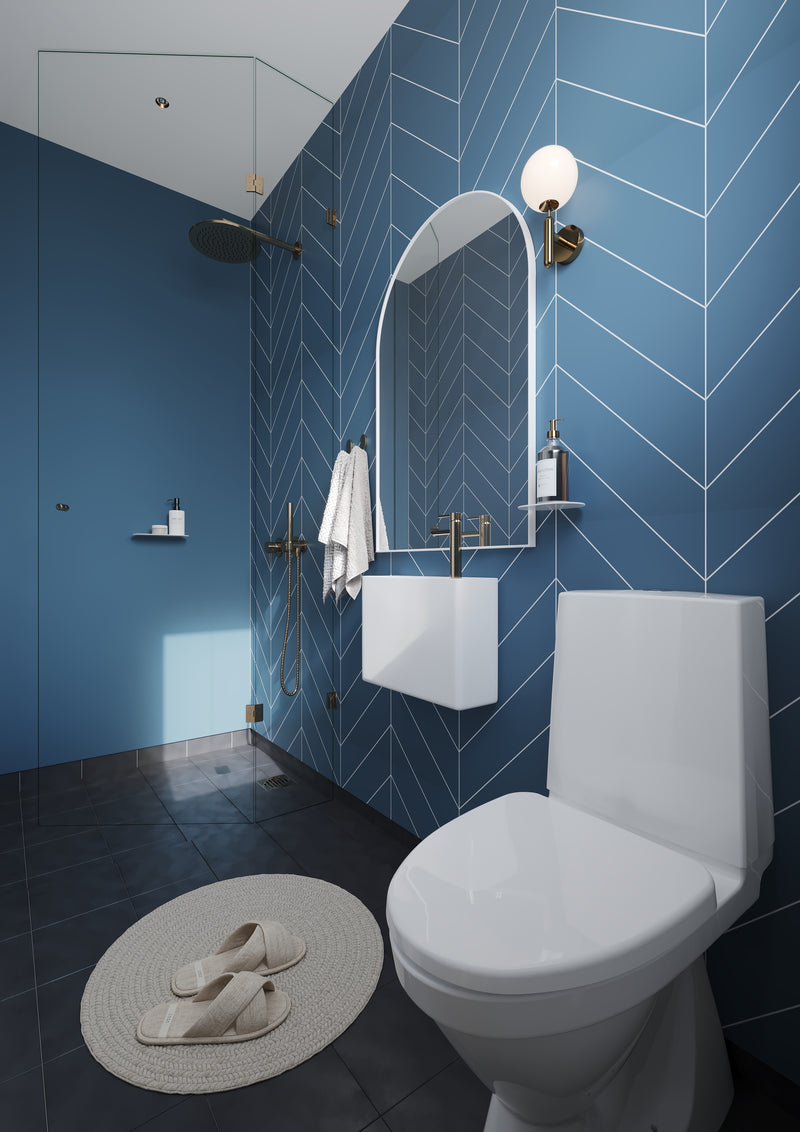 Fibo | Dusty Blue Chevron Tile Wall Panel