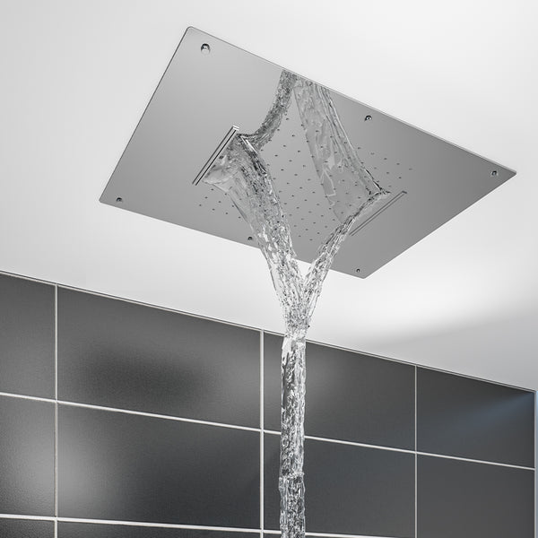 Eastbrook Ceiling Mounted Stainless Steel Double Flow Waterfall Shower - Chrome
