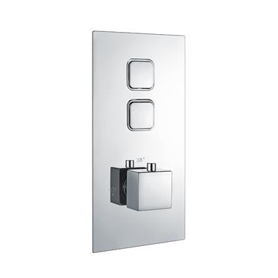 Eastbrook Concealed Thermostatic Shower Valve with Double Square Push Button - Chrome