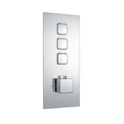 Eastbrook Concealed Thermostatic Shower Valve with Triple Square Push Button - Chrome