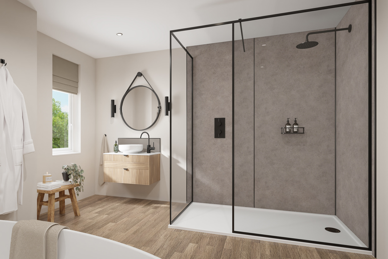 Greige Stone | Wetwall Mermaid Bathroom Wall Panels