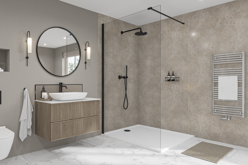 Terrazzo Dune Elite | Wetwall Bathroom Wall Panels