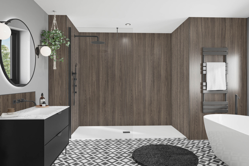 American Walnut Alloy| Wetwall Bathroom Wall Panels