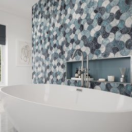 Blue Scallop Alloy | Wetwall Bathroom Wall Panels