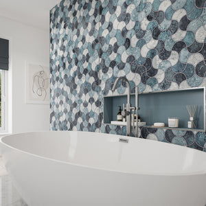 Blue Scallop Alloy | Wetwall Bathroom Wall Panels