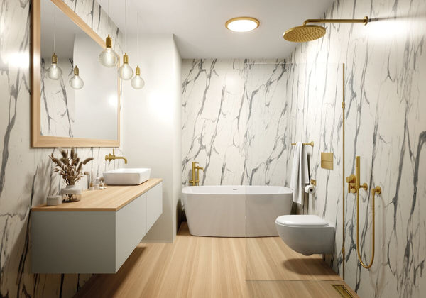 Calacatta Statuario | Wetwall Mermaid Bathroom Wall Panels