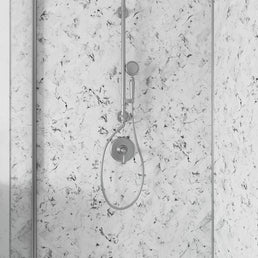 Carrara Marble Herringbone Alloy | Wetwall Bathroom Wall Panels