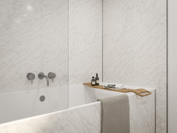 Carrara Marble | Wetwall Mermaid Bathroom Wall Panels