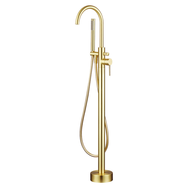 Frontline - Aqua Mineral Freestanding Bath Shower Mixer - Brushed Brass