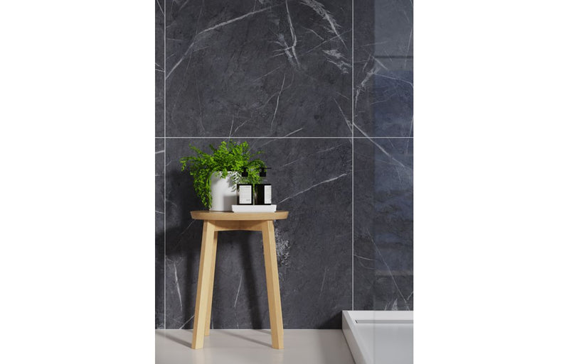 Fibo | Black Marble Tile Effect Panel