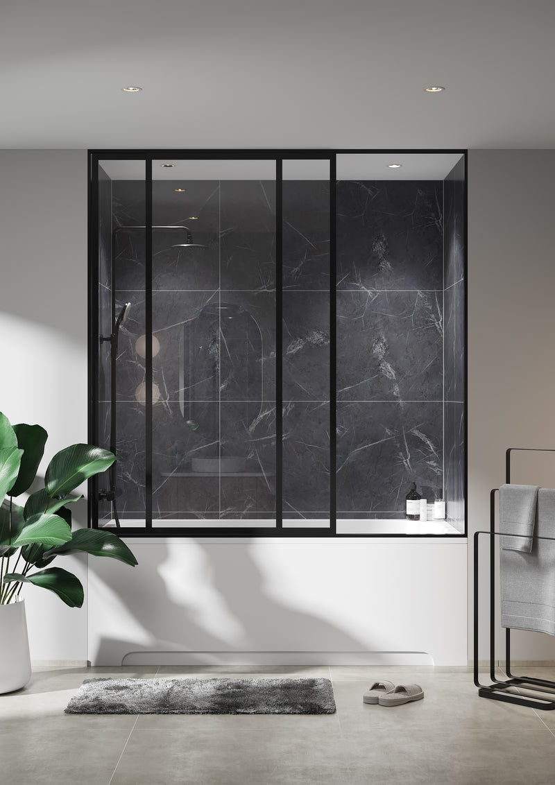 Fibo | Black Marble Tile Effect Panel