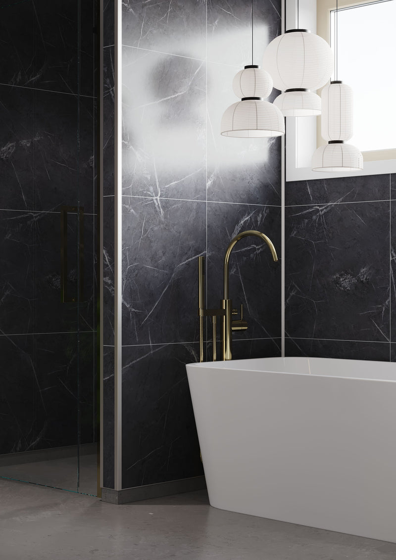 Fibo | Black Marble Tile Effect Panel