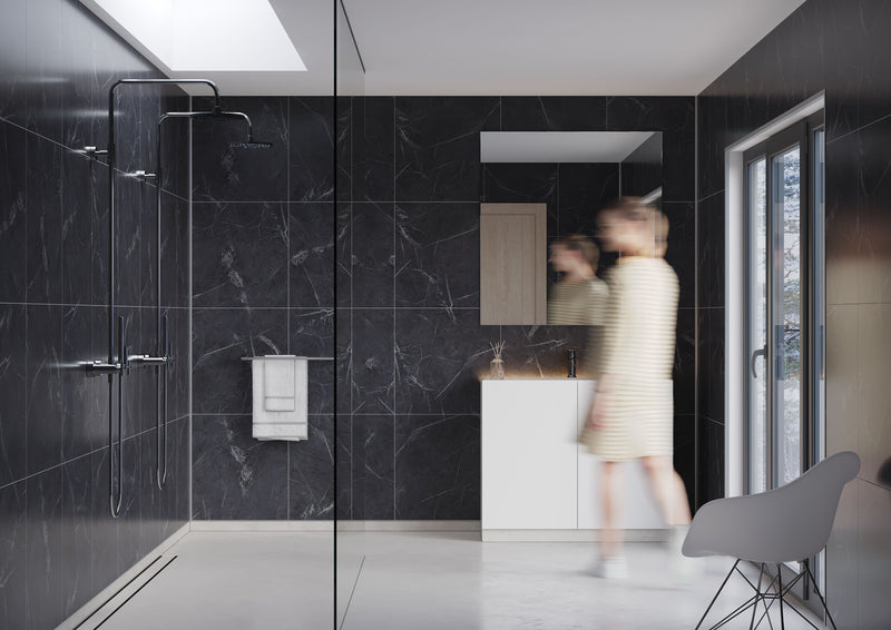 Fibo | Black Marble Tile Effect Panel