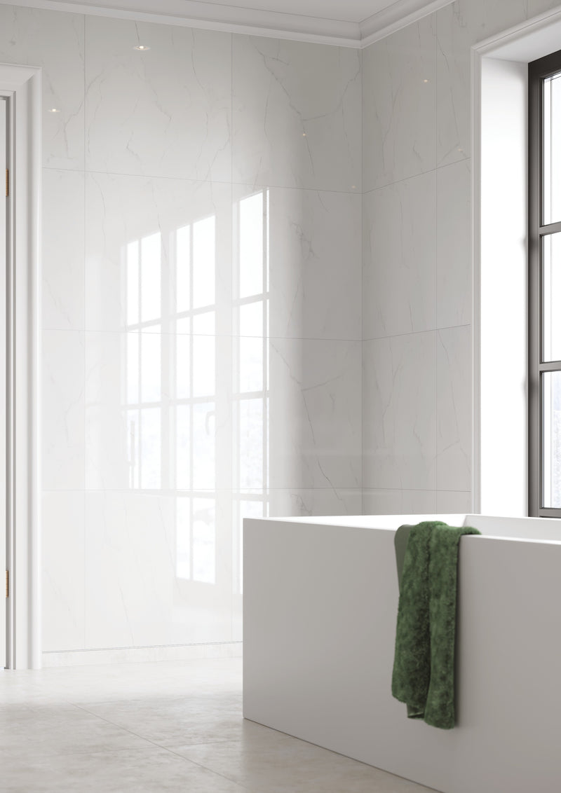 Fibo | Bright Marble Gloss Tile Effect Panel