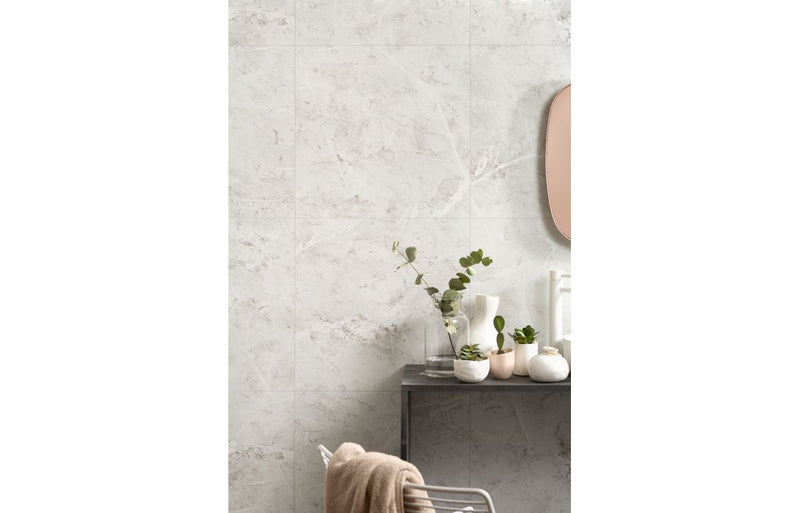 Fibo | White Marble Tile Effect Panel