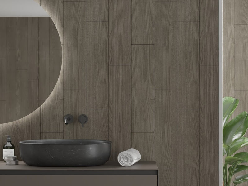 Fibo | Dark Wood Vertical Plank Wall Panel