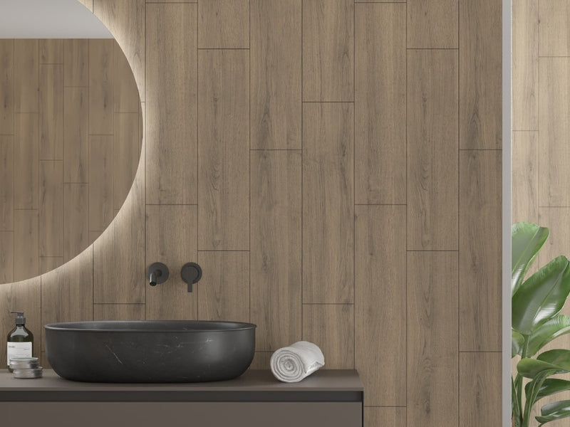 Fibo | Pure Oak Vert Plank Tile Wall Panel