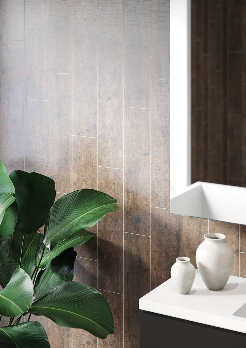 Fibo | Rough Wood Tile Effect Panel (Vertical Plank)