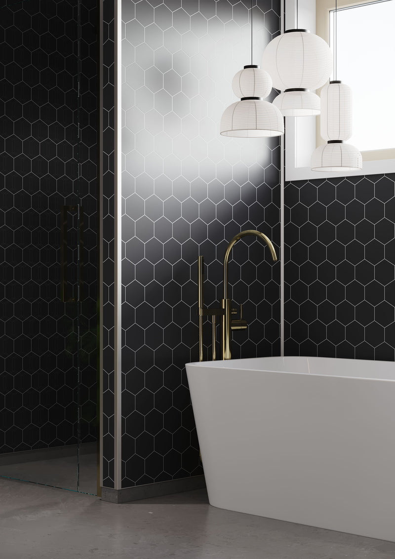 Fibo | Black Silk Hexagon Panel