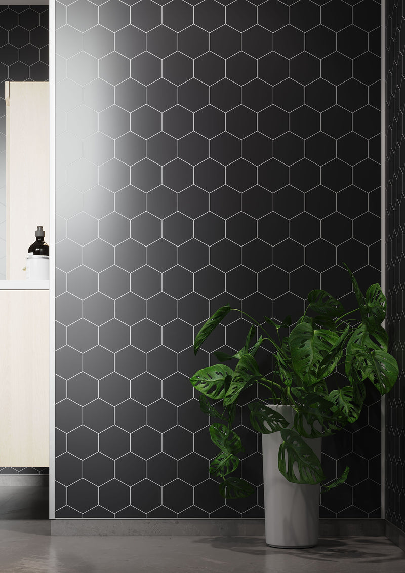 Fibo | Black Silk Hexagon Panel