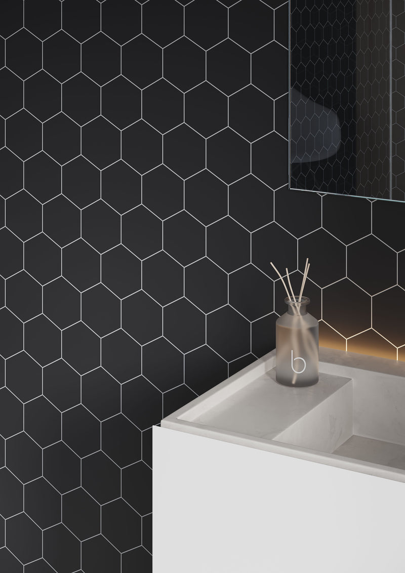 Fibo | Black Silk Hexagon Panel