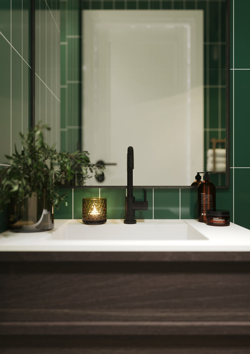 Fibo | Bottle Green Stacked Subway Tile Wall Panel