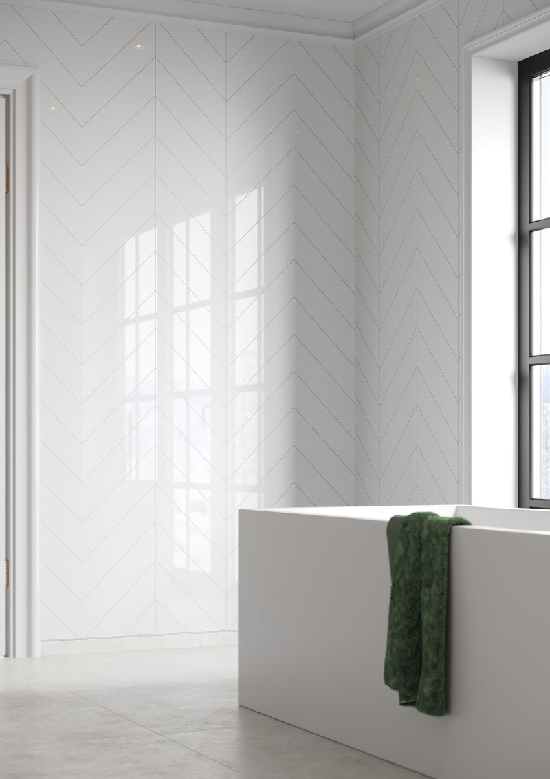Fibo | Denver White Chevron Tile Wall Panel
