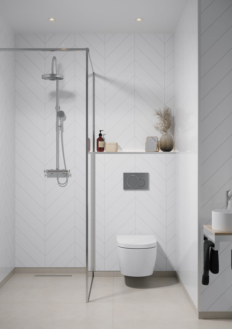 Fibo | Denver White Chevron Tile Wall Panel