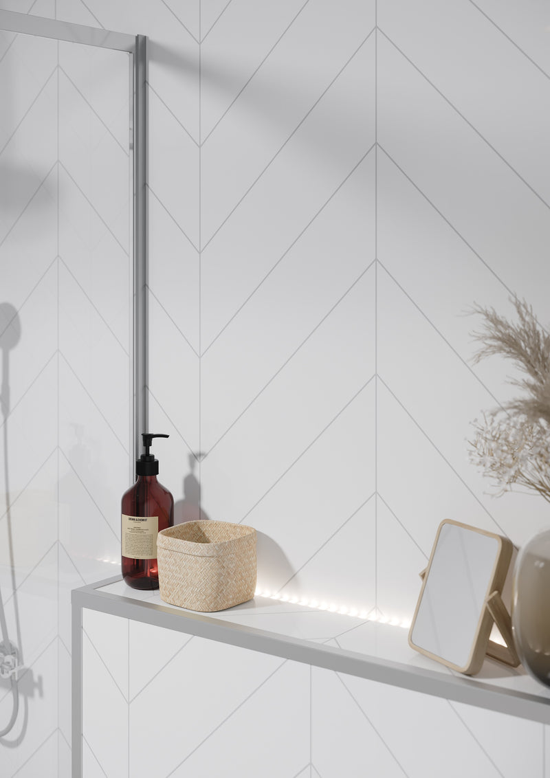 Fibo | Denver White Chevron Tile Wall Panel