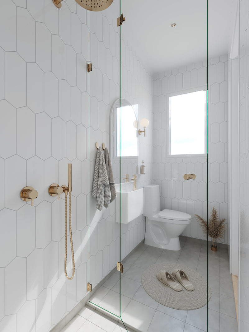 Fibo | Denver White Elongated Hex Tile Wall Panel