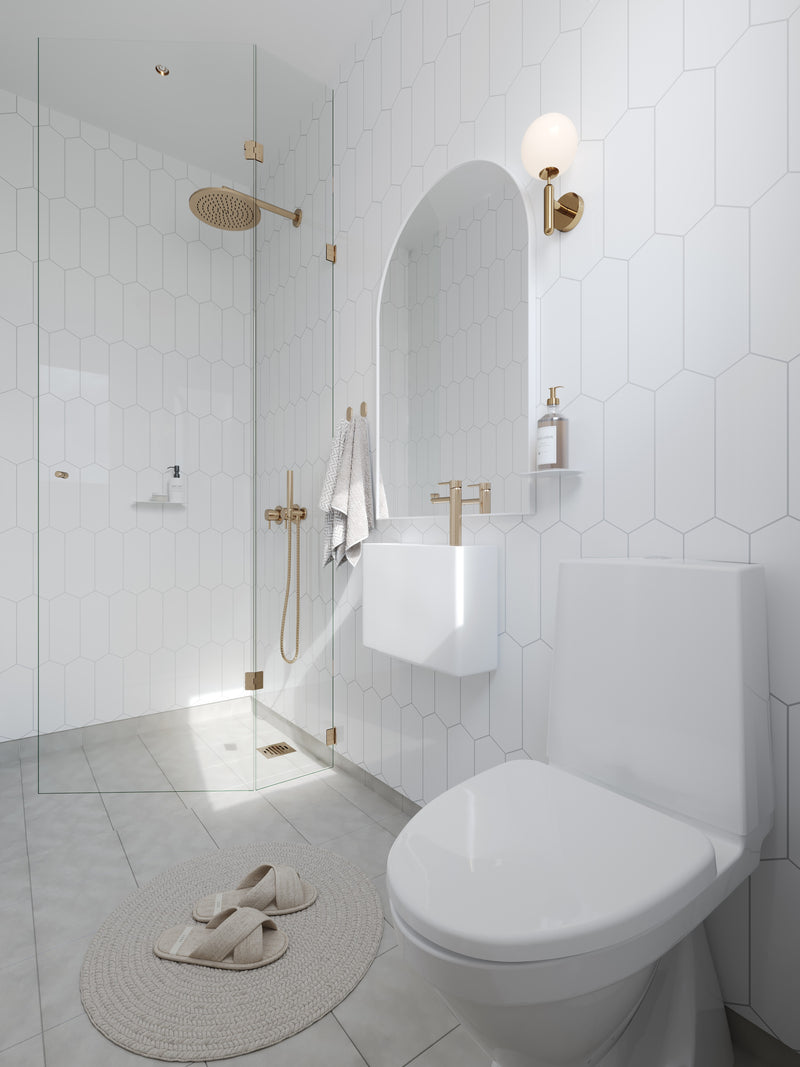 Fibo | Denver White Elongated Hex Tile Wall Panel