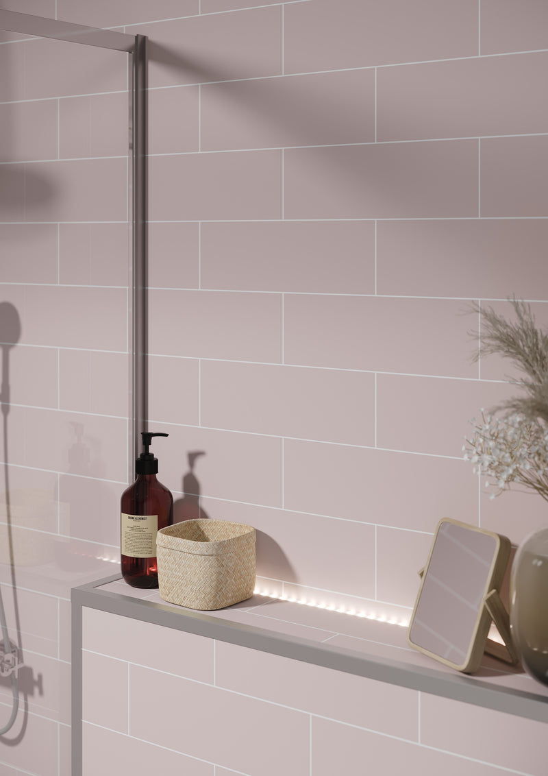 Fibo | Dusky Pink Metro Brick Tile Wall Panel