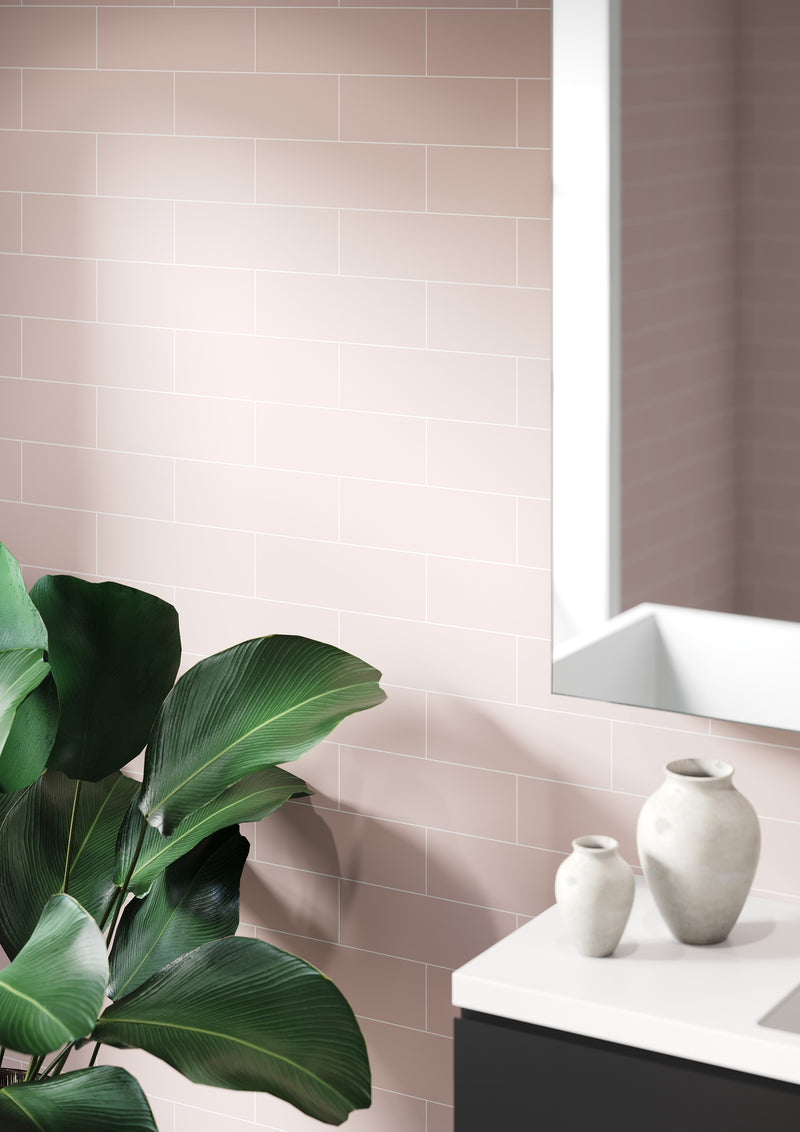 Fibo | Dusky Pink Metro Brick Tile Wall Panel