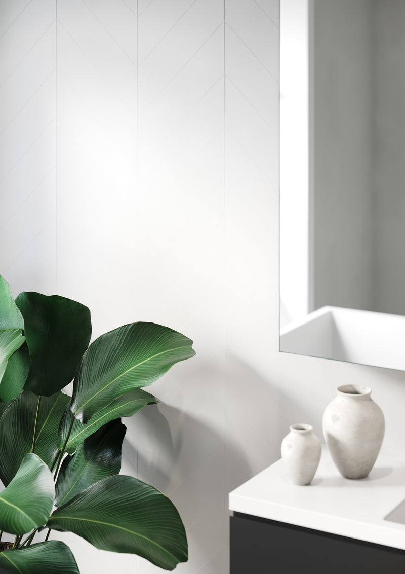 Fibo | Grey Cement Chevron Tile Wall Panel