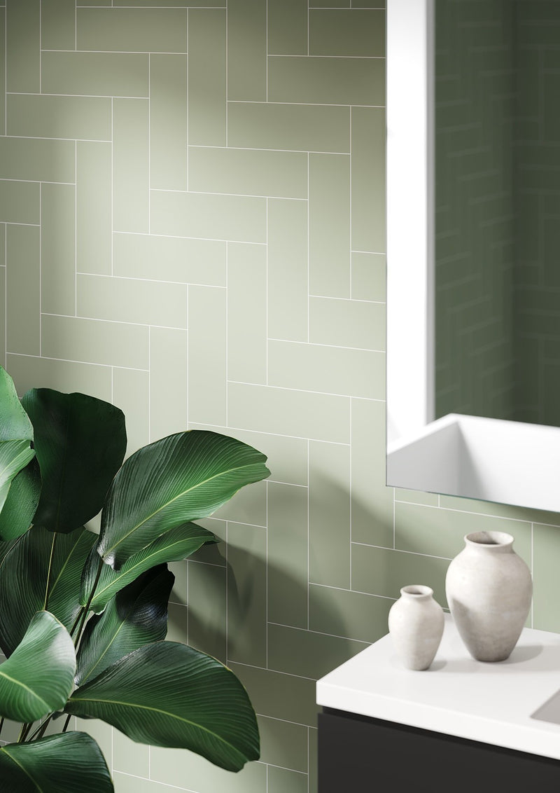 Fibo | Olive Green Straight Herringbone Panel