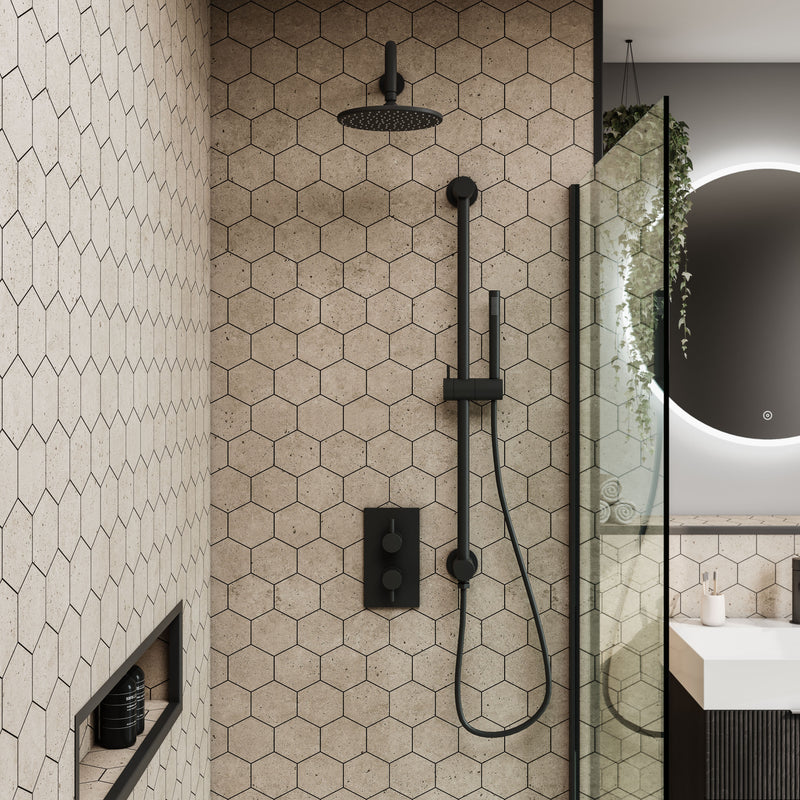 Fibo | Rough Cement Hexagonal Tile Wall Panel