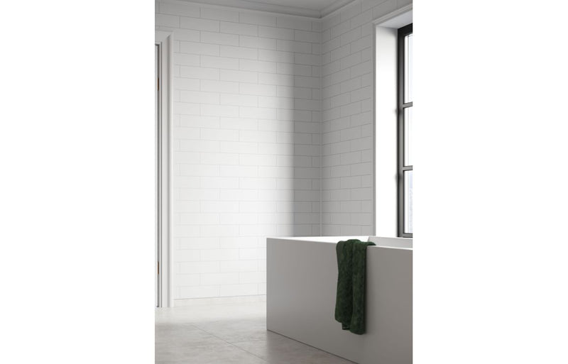 Fibo | White Silk Metro Brick Panel