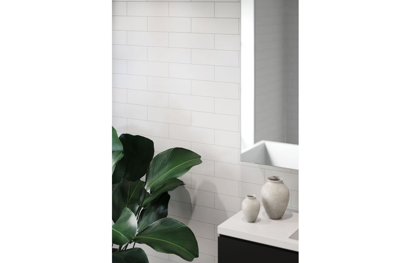 Fibo | White Silk Metro Brick Panel
