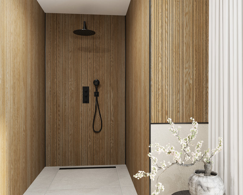 Linear Oak Panel Alloy | Wetwall Bathroom Wall Panels