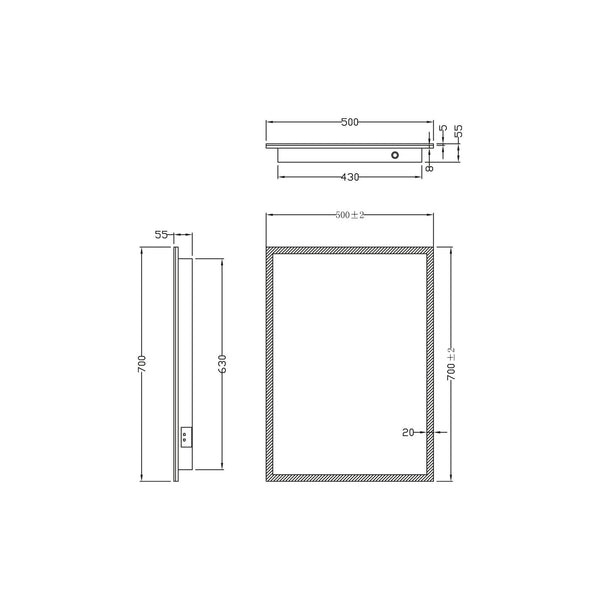 Scudo - Mosca Led Mirror With Demister Pad And Shaver Socket